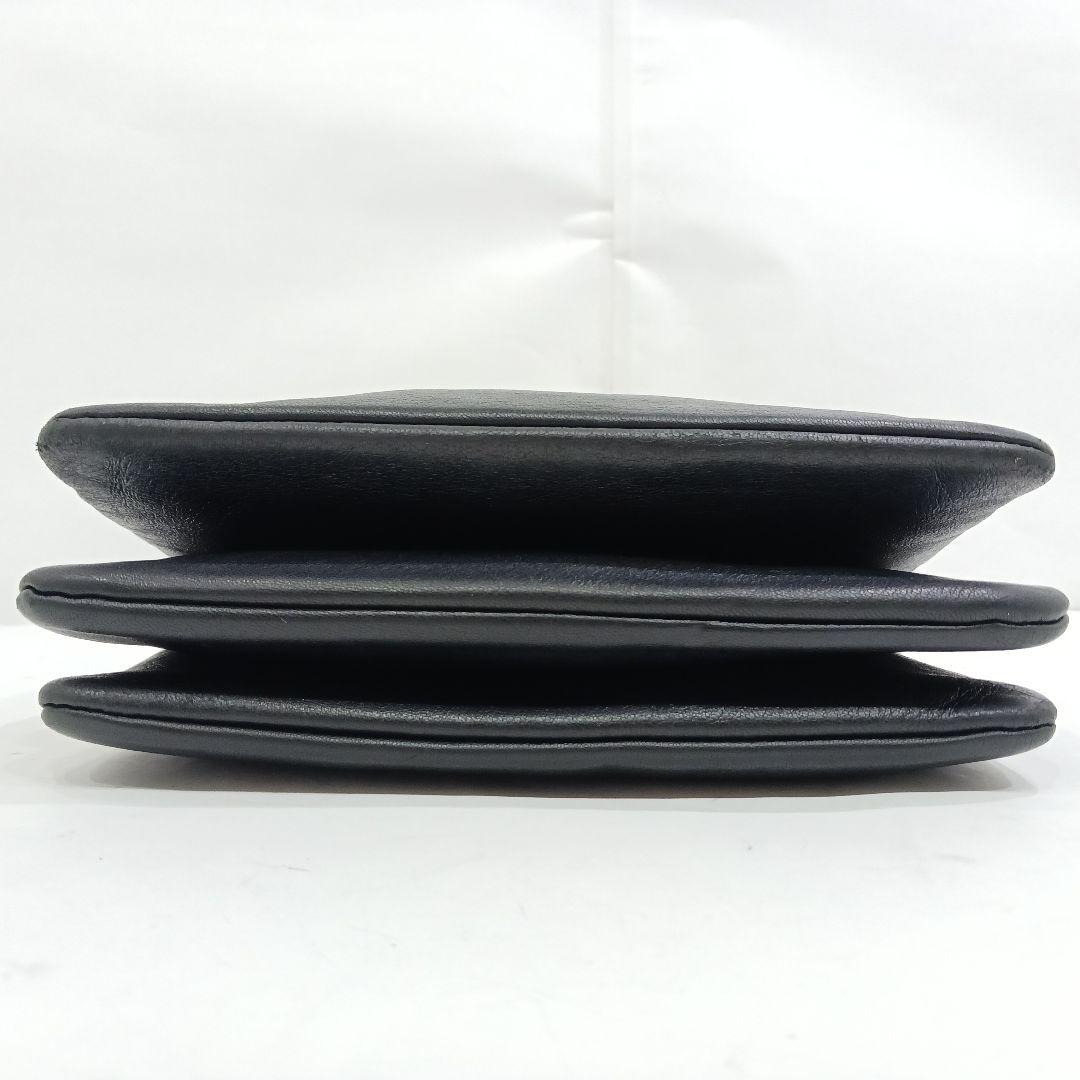 セリーヌ トリオ ショルダーバッグ レザー ブラック