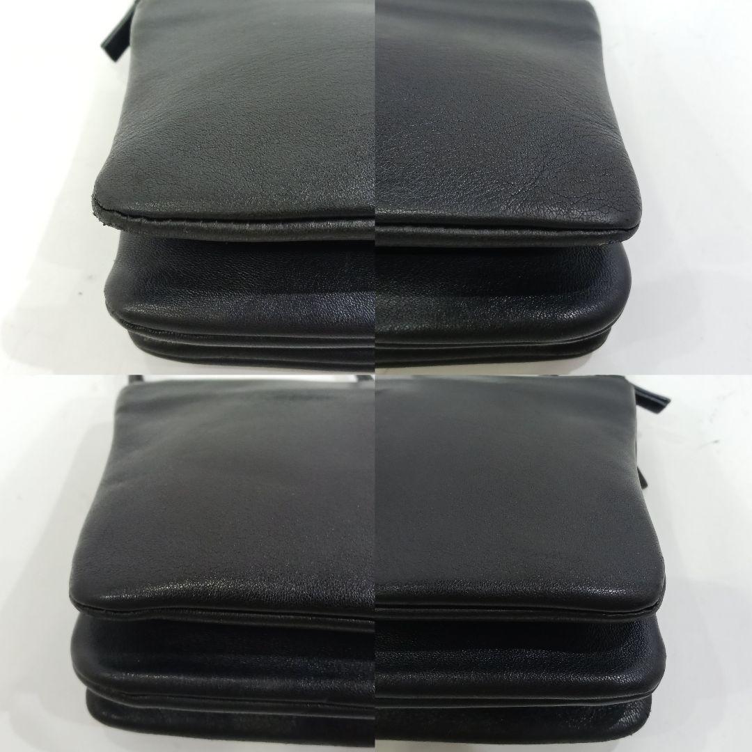 セリーヌ トリオ ショルダーバッグ レザー ブラック