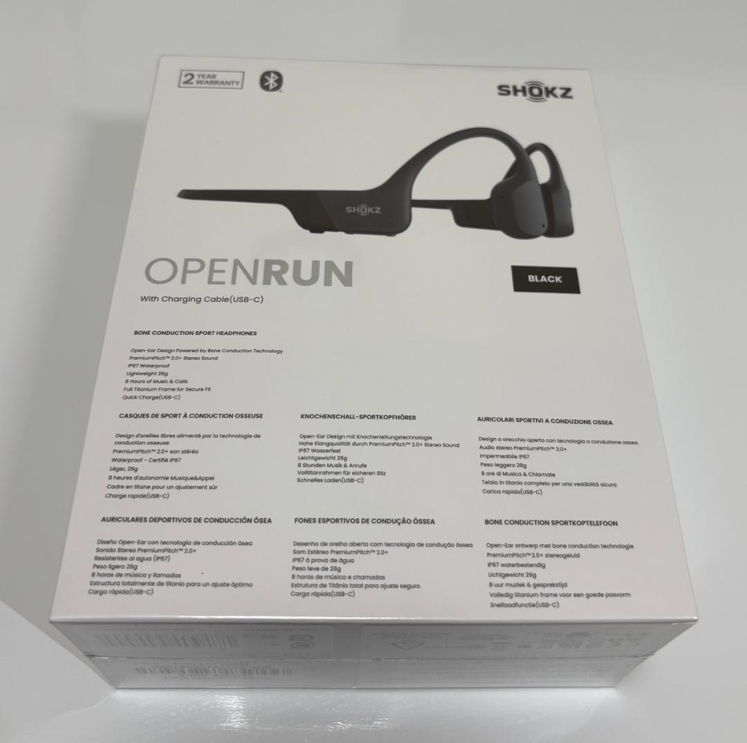 新品未開封 SHOKZ OPENRUN 骨伝導イヤホン ブラック USB-C
