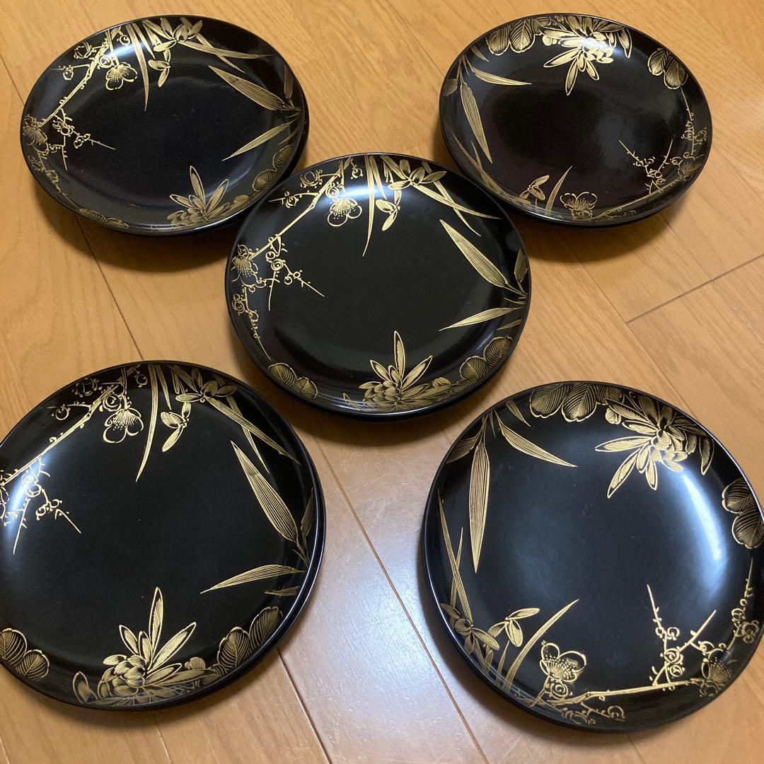 輪島塗　沈金　中皿　10枚