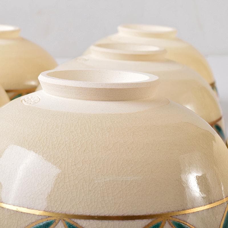 茶道具　京焼　杉田祥平造　色絵仁清　七宝干支図　茶碗　八客　共箱　MR7890B