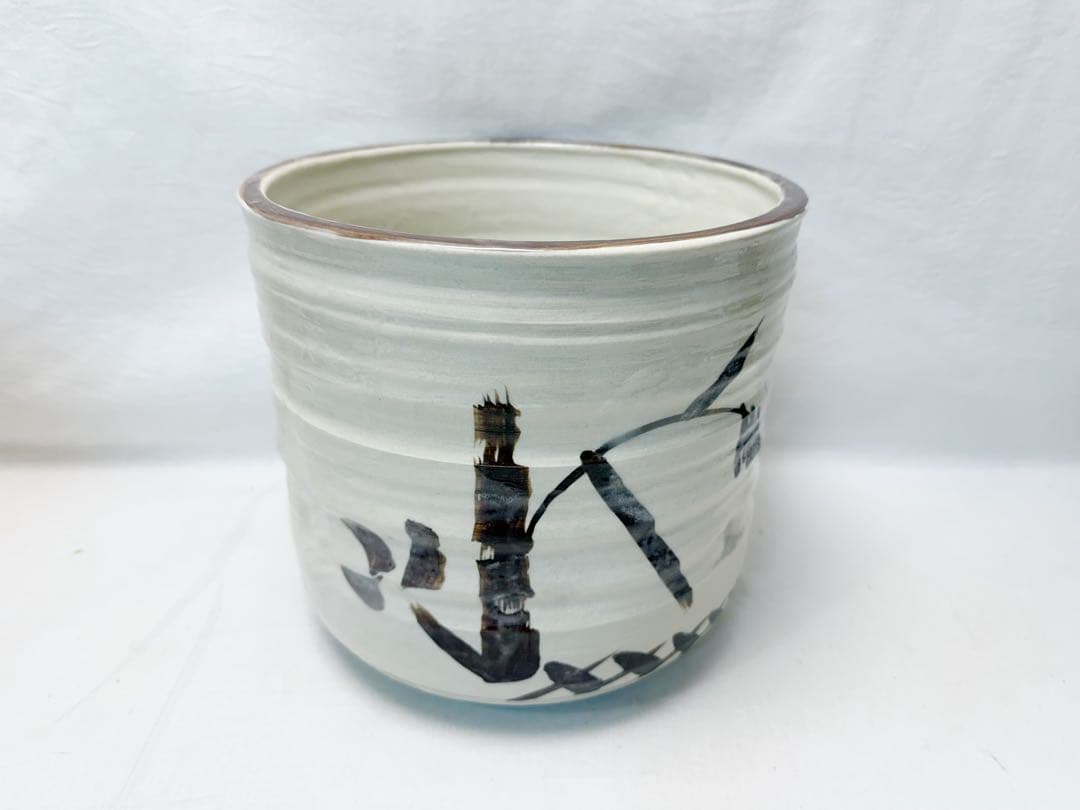 未使用 水屋道具 瀬戸 志野 水屋瓶 六兵衛 陶印 割蓋付き 水差し