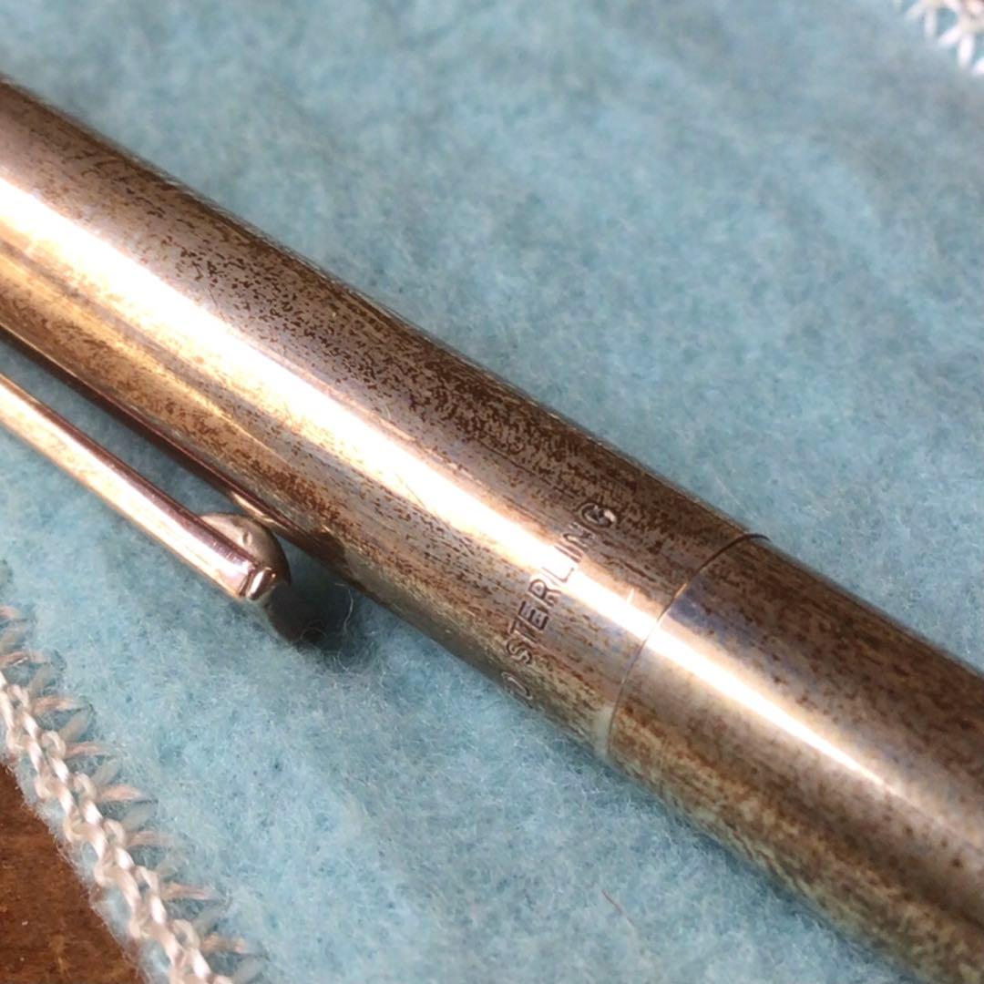 No4384 ティファニー　ボールペン　シルバー　布ケース　元箱付　送料無料