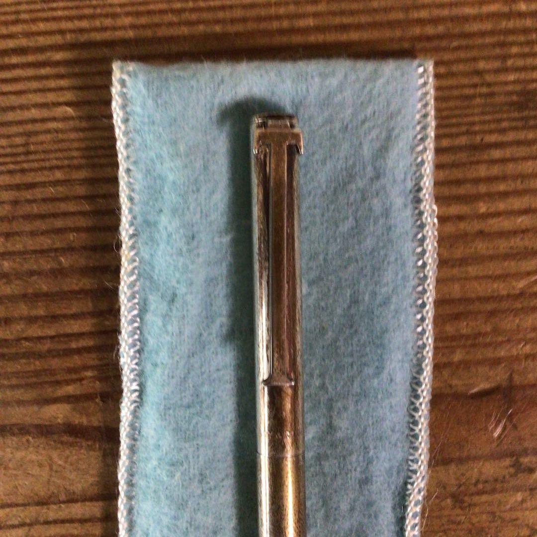 No4384 ティファニー　ボールペン　シルバー　布ケース　元箱付　送料無料