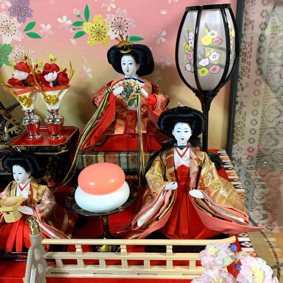 雛飾り　ガラスケース　雛人形　お内裏様　美品　オルゴール付　1368