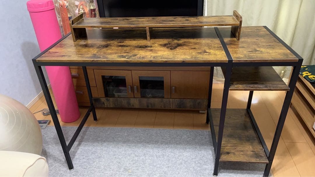 モダン木製デスク オープンシェルフ付き