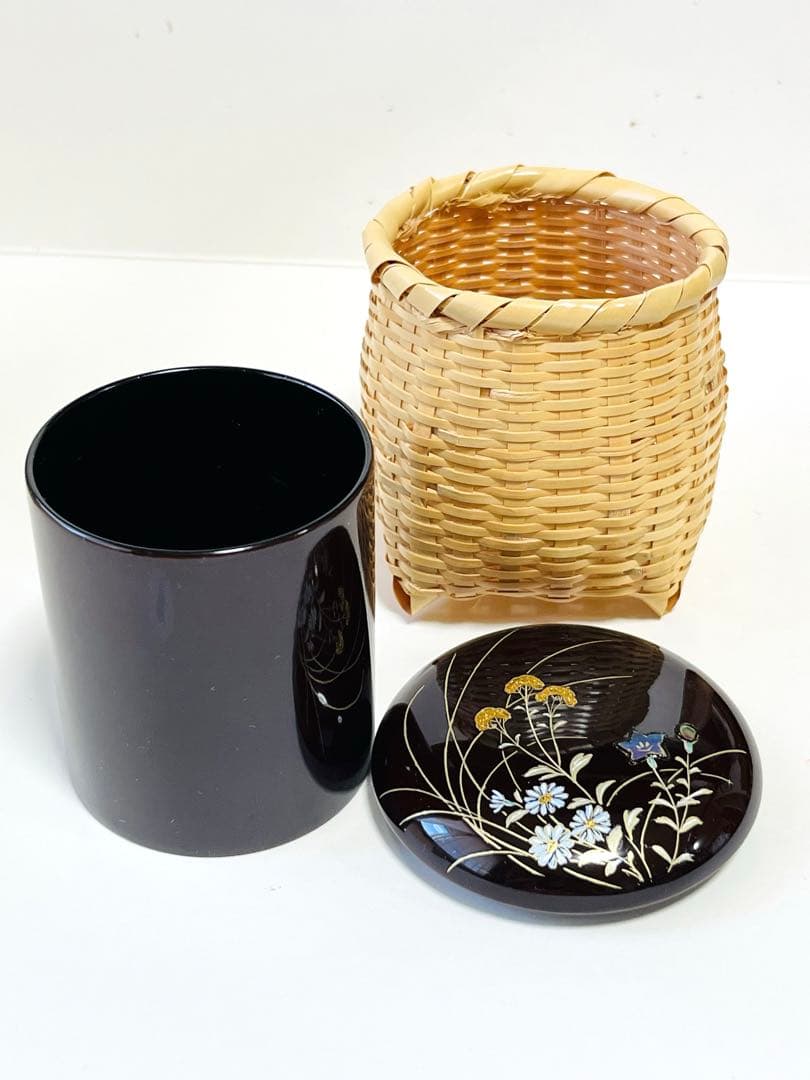 値下げ　新品未使用　茶道具 棗 秋草蒔絵　中林星山作