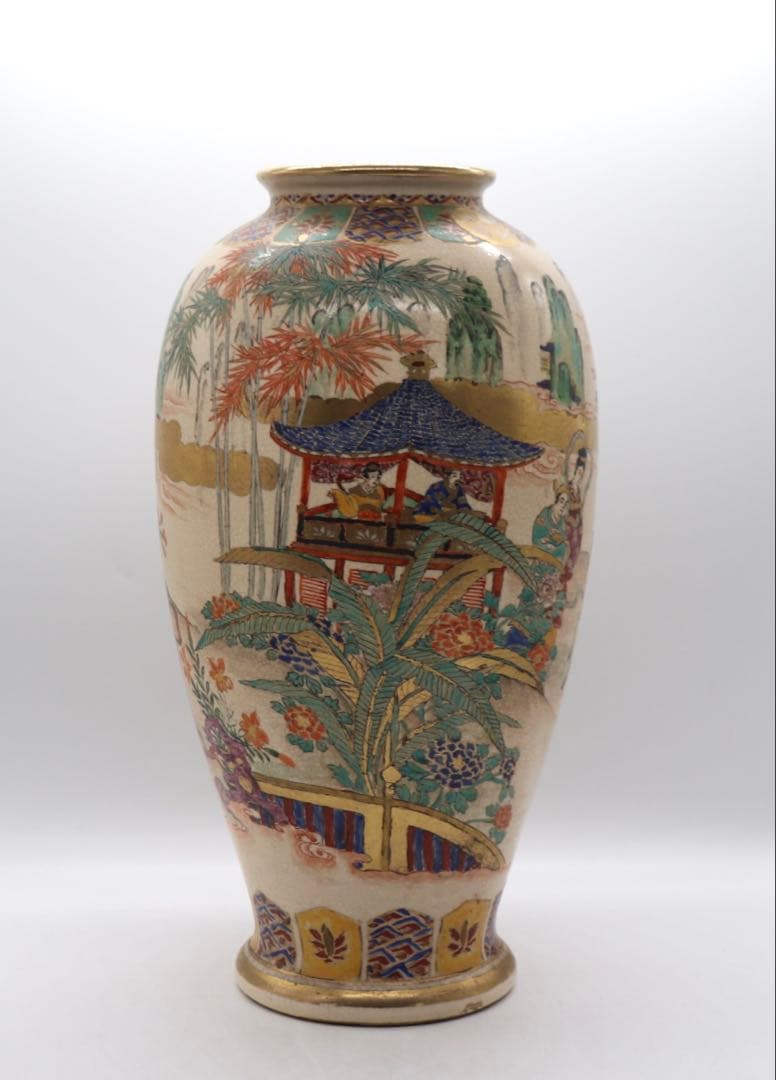 田寿官　薩摩焼　人物紋瓶　送料込み250626