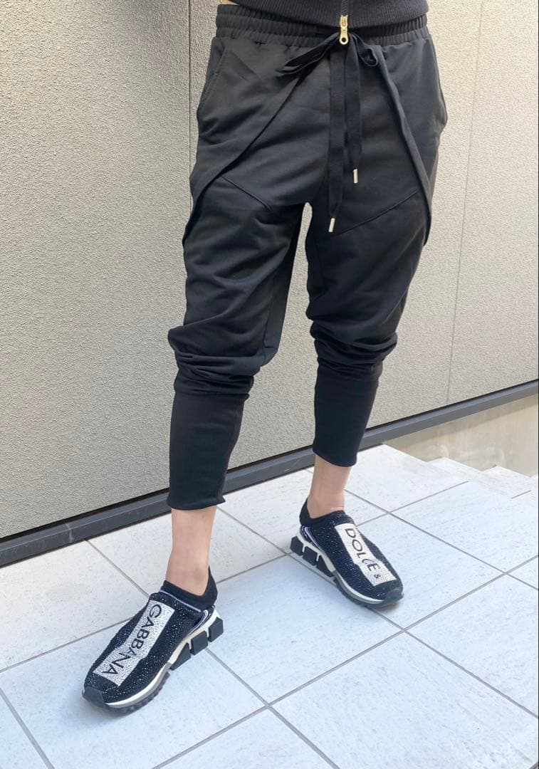 サルエル風 パンツ 黒 ブラック スキニー ストレッチ 検 GACKT