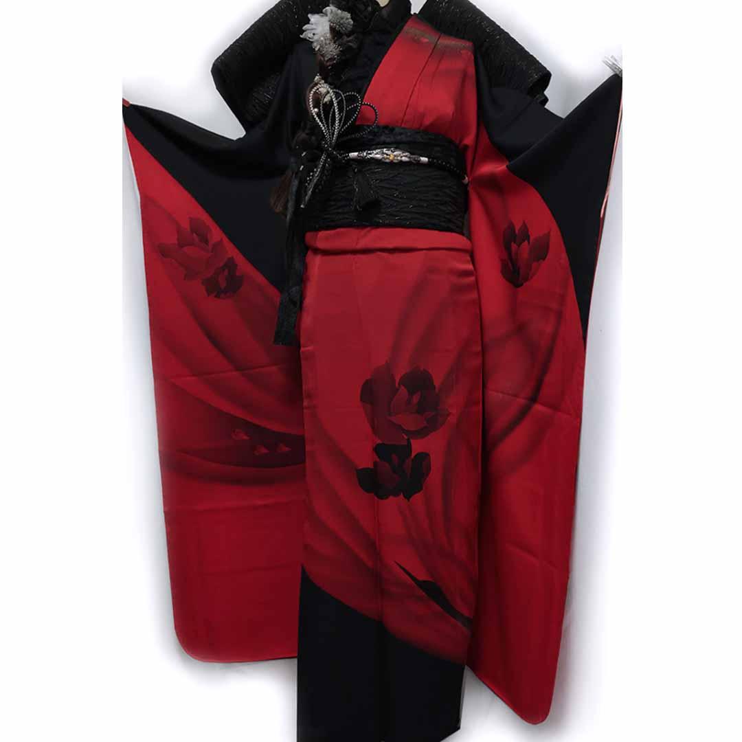 2026成人式まだ間に合います 振袖セット ◆トールサイズ赤黒フルセットJN53