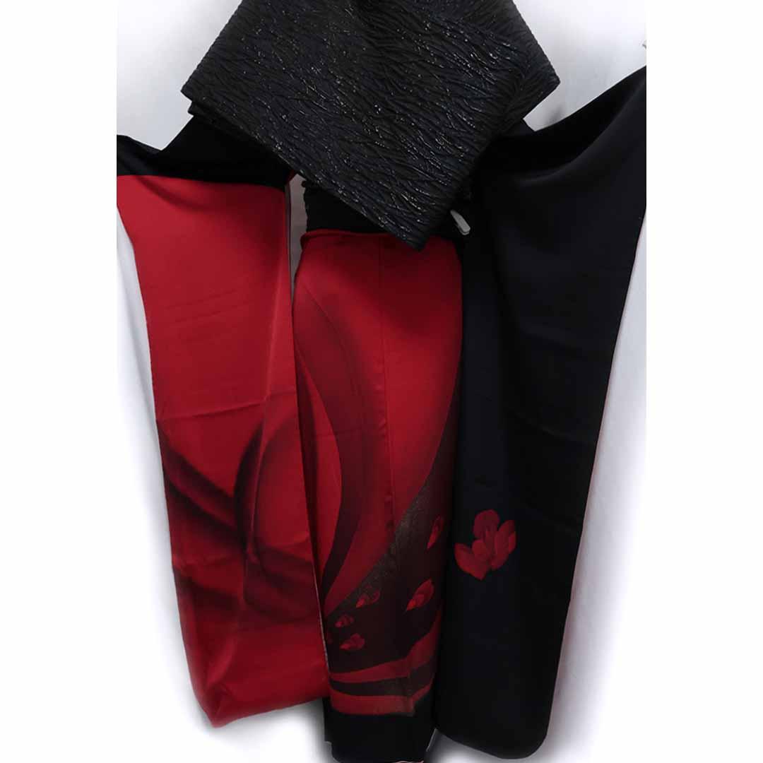 2026成人式まだ間に合います 振袖セット ◆トールサイズ赤黒フルセットJN53