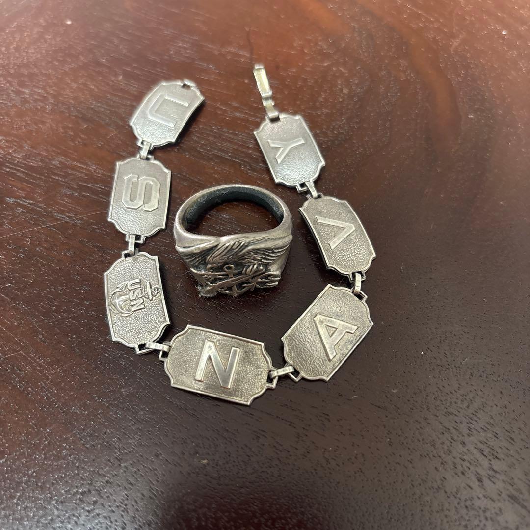 u.s.navy アクセサリー　セット　ミリタリー　ブレスレット　ヴィンテージ