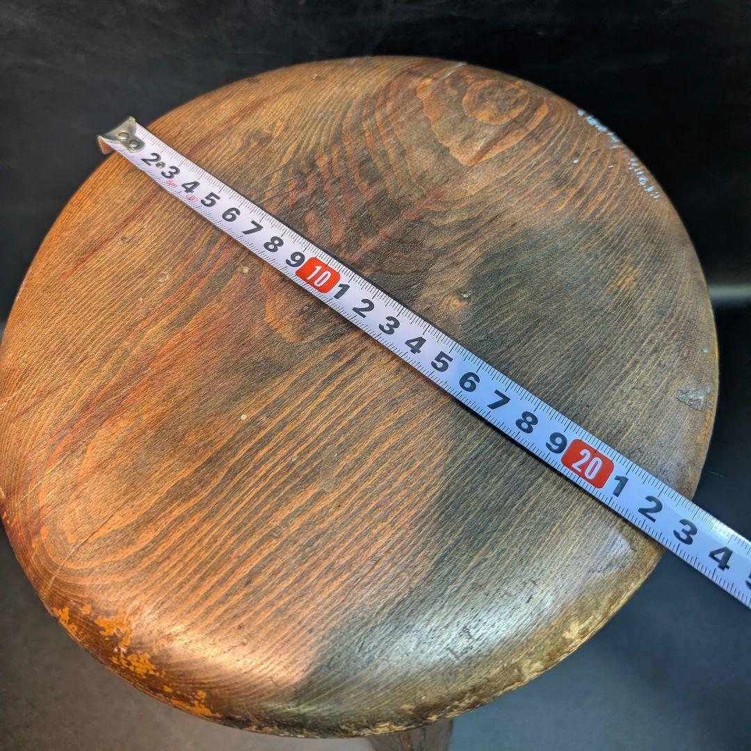 木製スツール 丸椅子 無垢材 三脚 昭和レトロ ヴィンテージ アンティーク 骨董