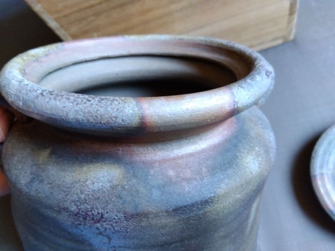 備前焼　茶道具　小西陶古(作)　耳付　水指