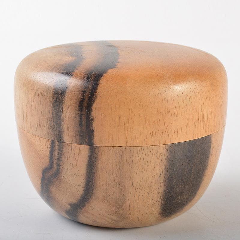 茶道具　百福作　黒柿製　棗　箱付　C　R7316