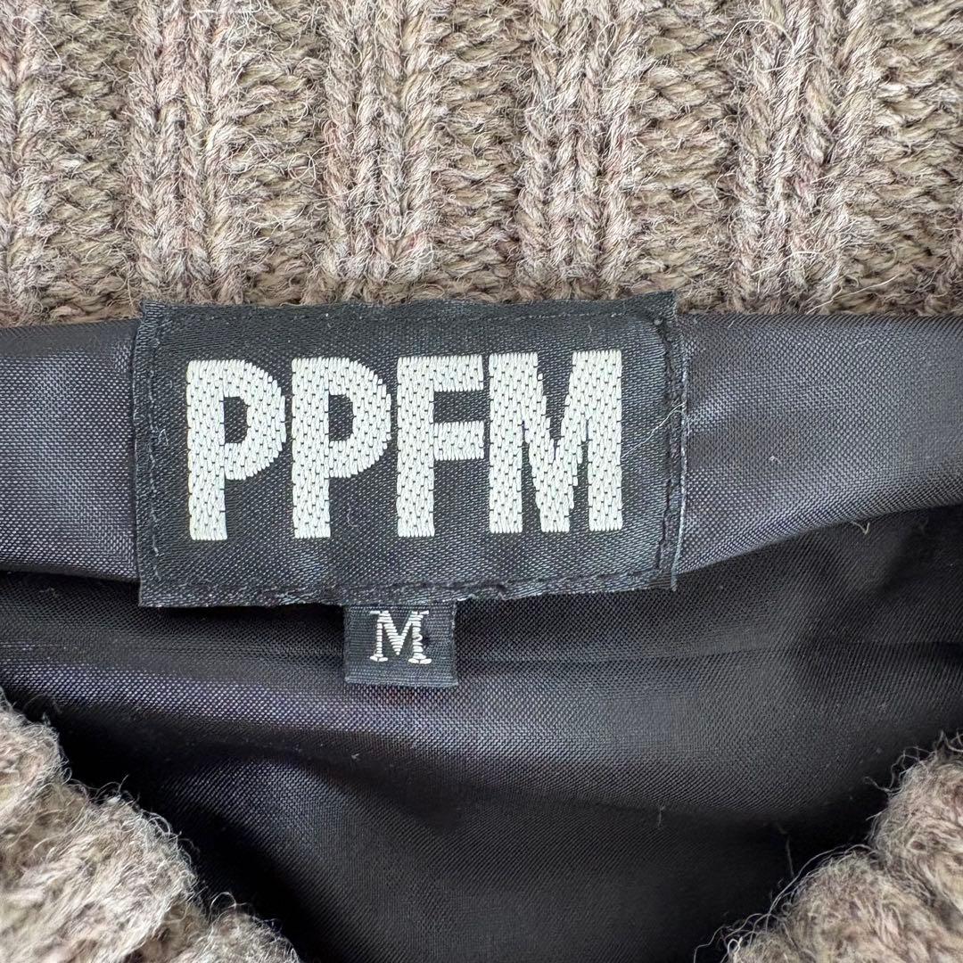 PPFM レザー切り替えニットジャケット カウチン ギミック y2k ブラウン