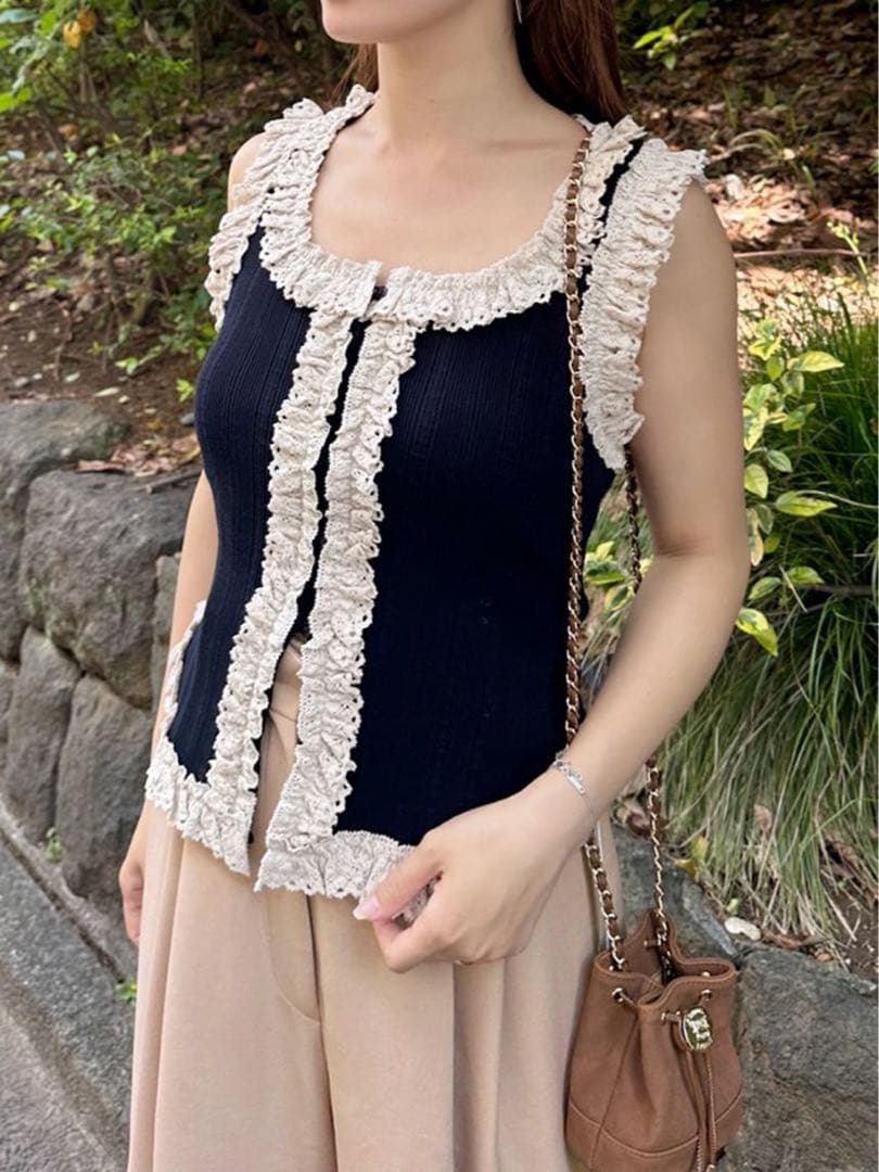 SNIDEL レースニットプルオーバー MIX