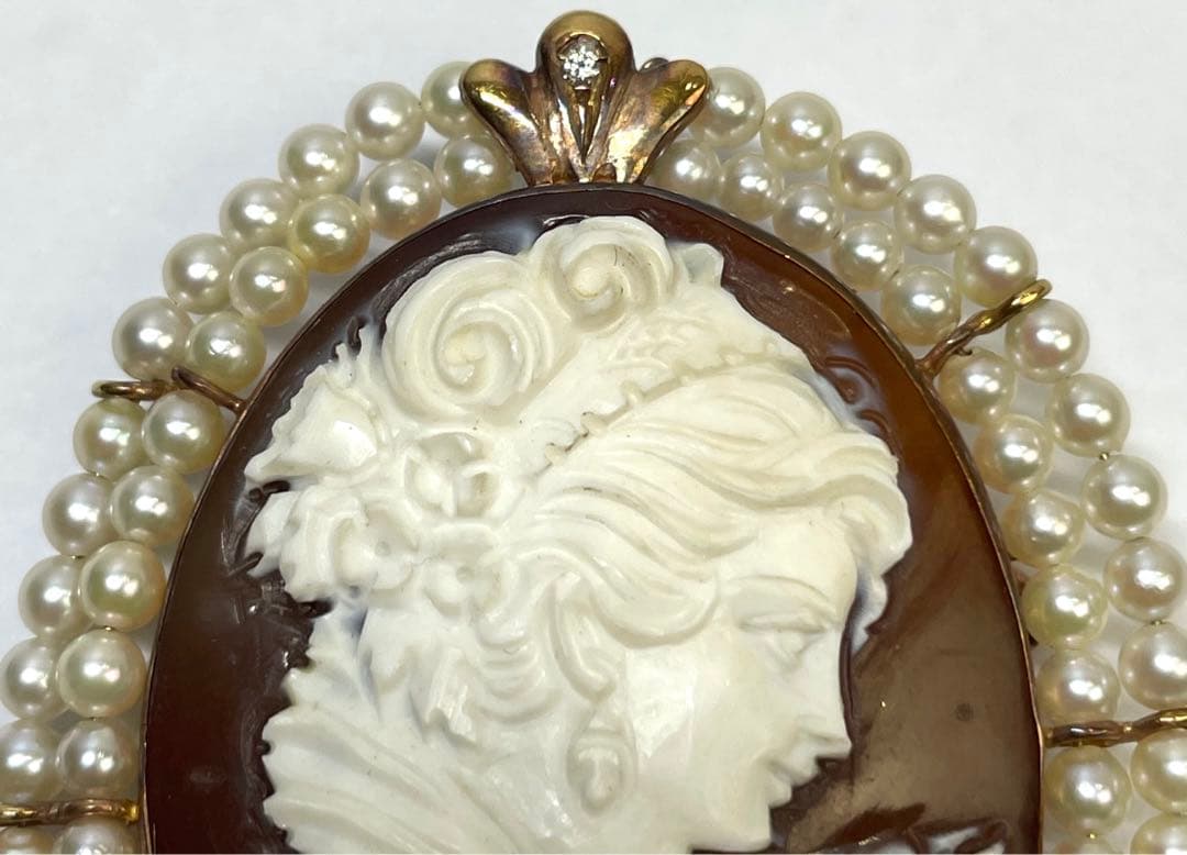 k18 カメオ　ブローチ　レディース　アクセサリー　小物　高級　希少