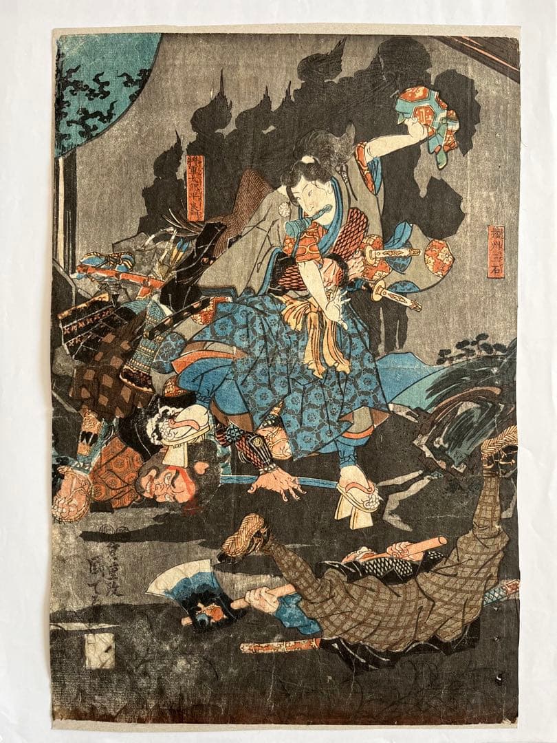 浮世絵　江戸時代　歌川国輝　木版画　歌舞伎絵　平将門　日本画　原画