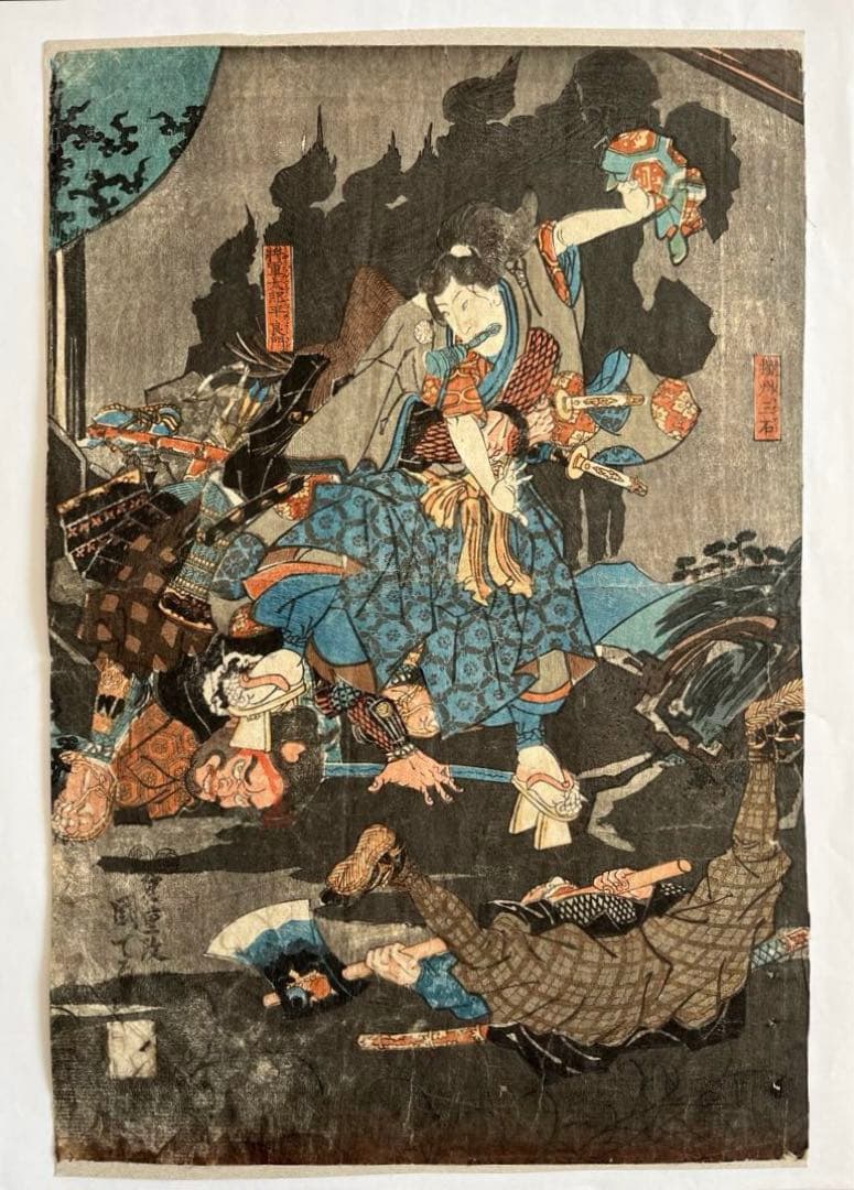 浮世絵　江戸時代　歌川国輝　木版画　歌舞伎絵　平将門　日本画　原画