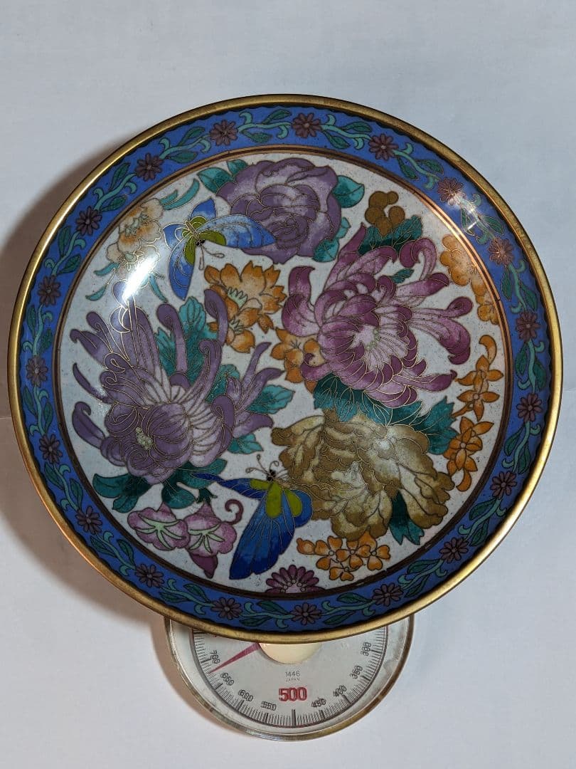 ♦中国美術工芸品 景泰藍絶妙 琺瑯彩 飾り皿 盆 古玩 古美術品 七宝焼 骨董品