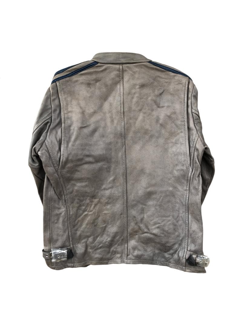 [訳あり] 新品 Schott シングルライダース レザージャケット グレー/L