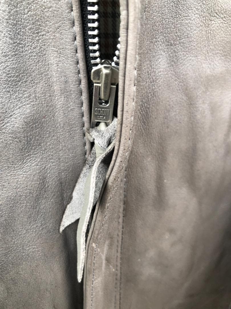 [訳あり] 新品 Schott シングルライダース レザージャケット グレー/L