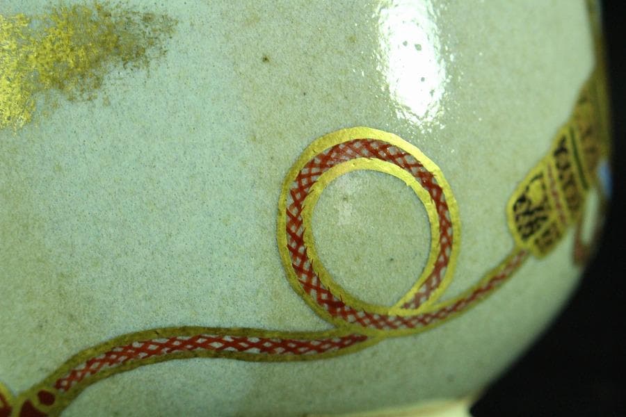 茶道具 膳所焼 色絵兜茶碗 共箱 未使用(K-A500)