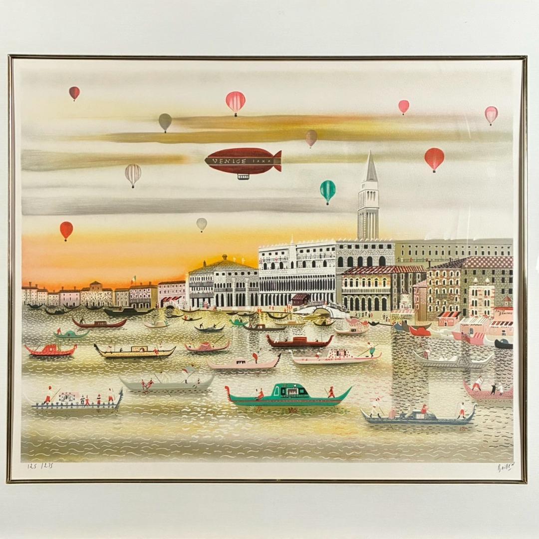 イザベル・バイレン「ベニス」リトグラフ 直筆サイン入り 額縁入り ヴェネツィア