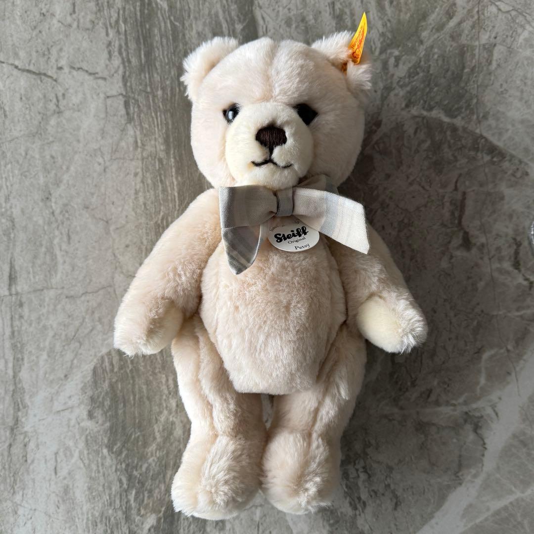 Steiff テディベア　PETSY ペッツィ クリーム　チェックリボン