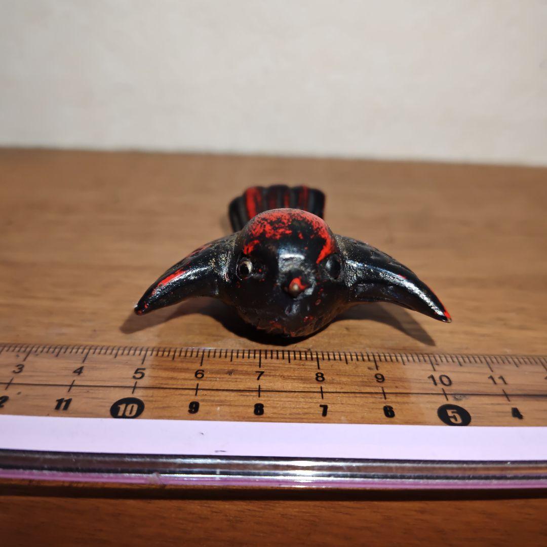 時代提物 極上木彫根付【福来雀】両羽根間約5.1cm 嘴尾間約6cm 重さ約8ｇ