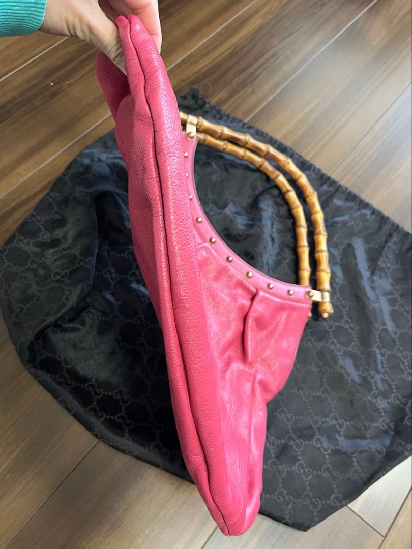 GUCCI ピンク ハンドバッグ バンブーハンドル