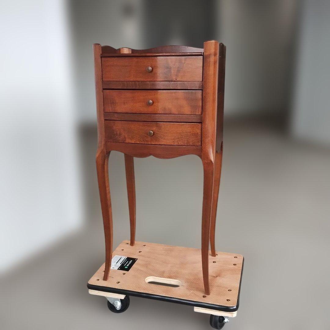 アンティーク　猫足　三段引出し　サイドキャビネット　ナイトキャビネット