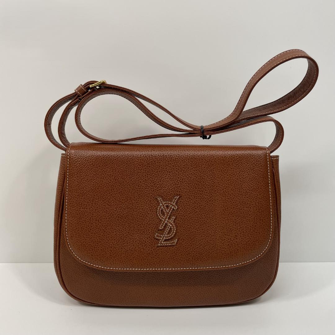 イブサンローラン ショルダー ヴィンテージ YSL ブラウン MBZ101