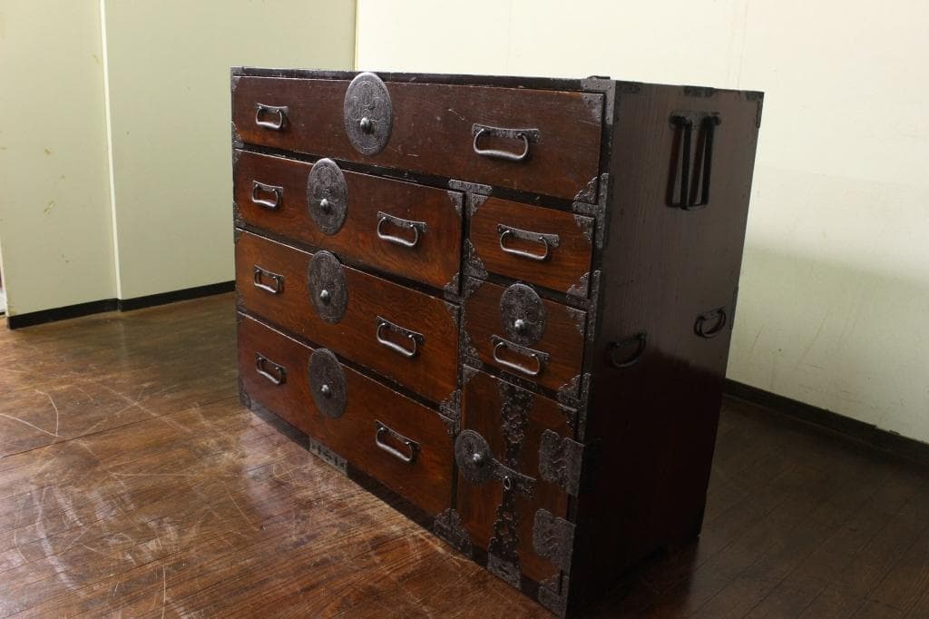 最上地方の衣装箪笥 丸金具 時代箪笥/古民家/チェスト/収納/無垢材/古家具
