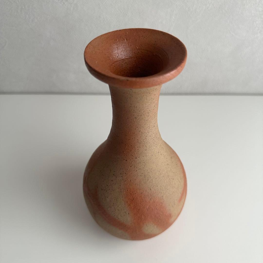 堀江祥山 備前 花器 緋襷 鶴首 花入 共箱