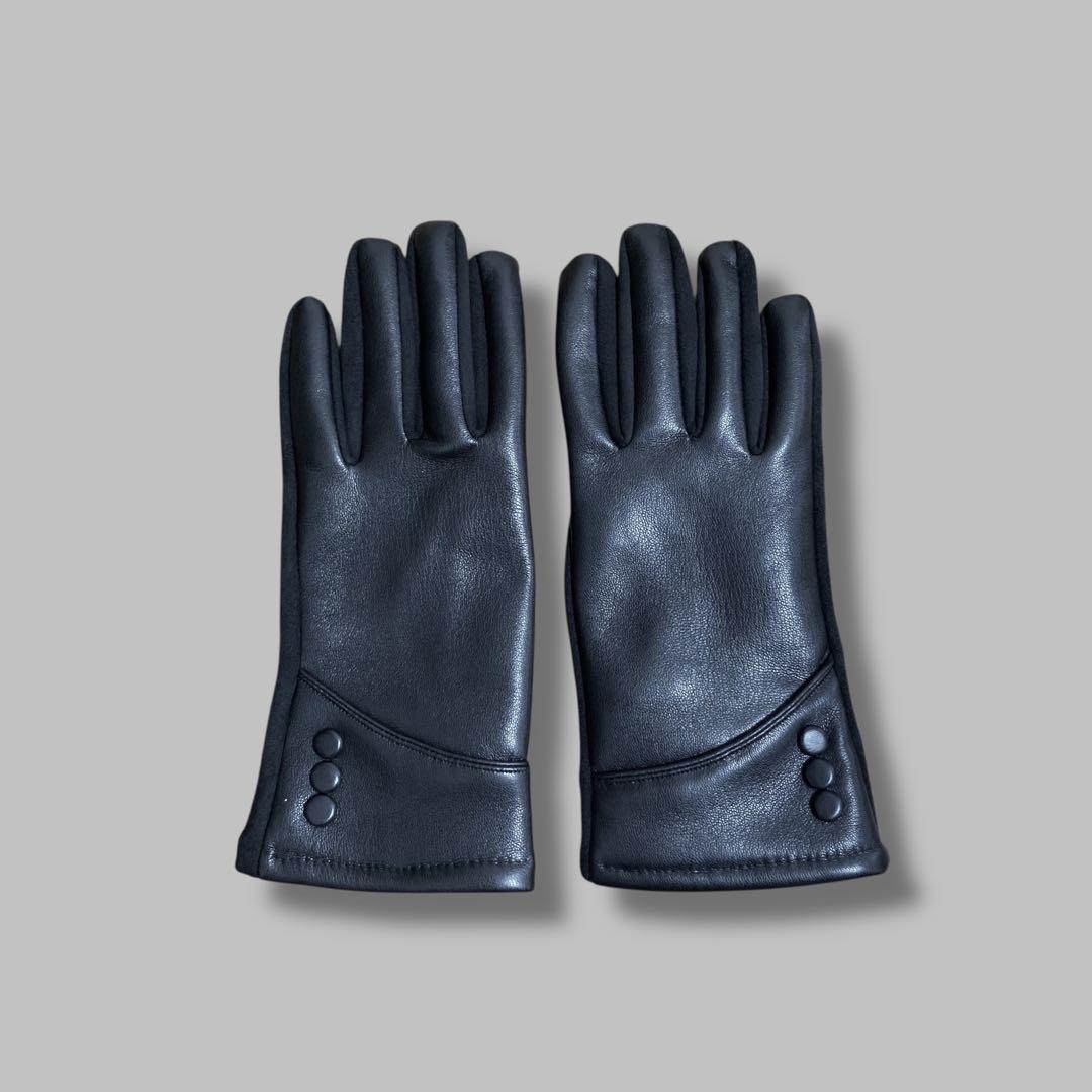 小物 CONTRAST LEATHER GLOVE (BLACK) 777T