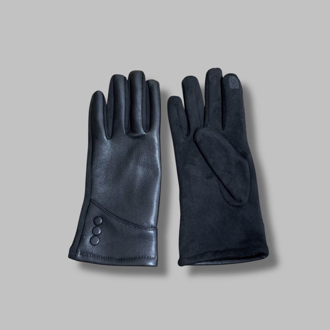 小物 CONTRAST LEATHER GLOVE (BLACK) 777T