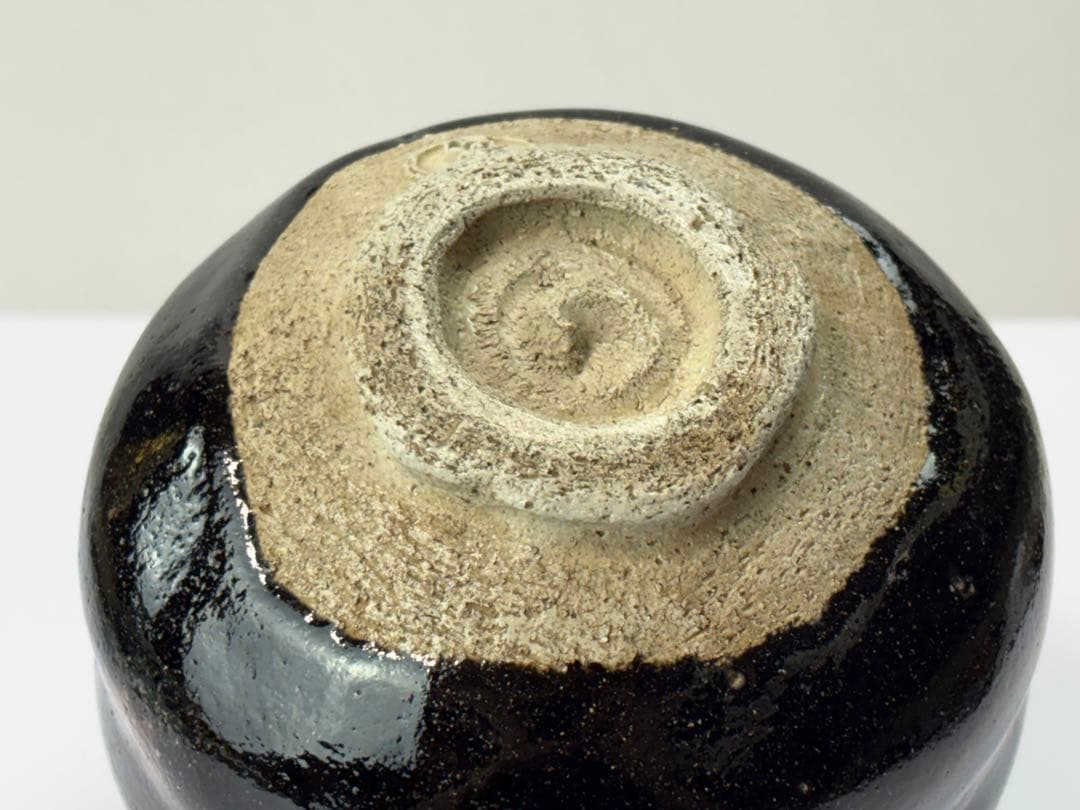 八事窯 初代 【一休庵道年】造（本名中村新太郎）黒茶碗 共箱 R7112342