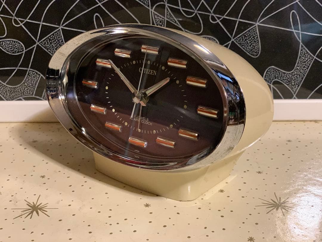 CITIZEN シチズン ゼンマイ　置時計☆昭和レトロ　スペースエイジ　70's