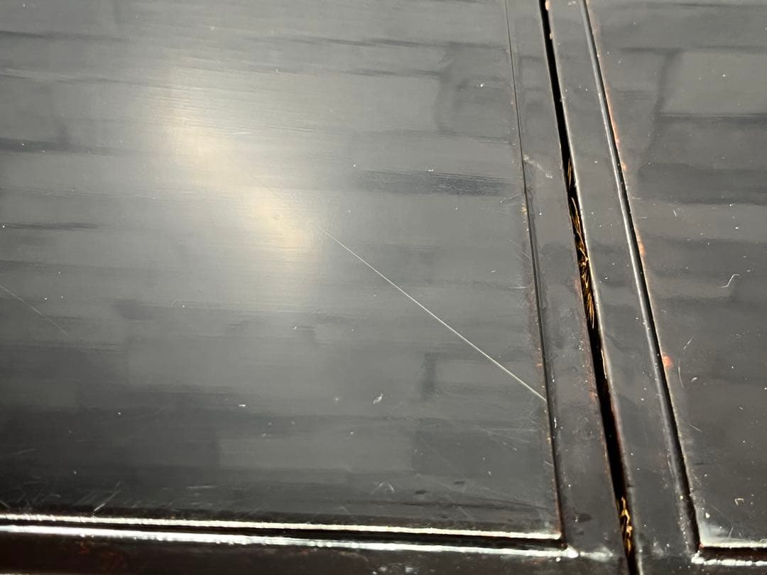 明治三十五年　外黒内朱　沈金蒔絵　五段重箱　木製　大きめ