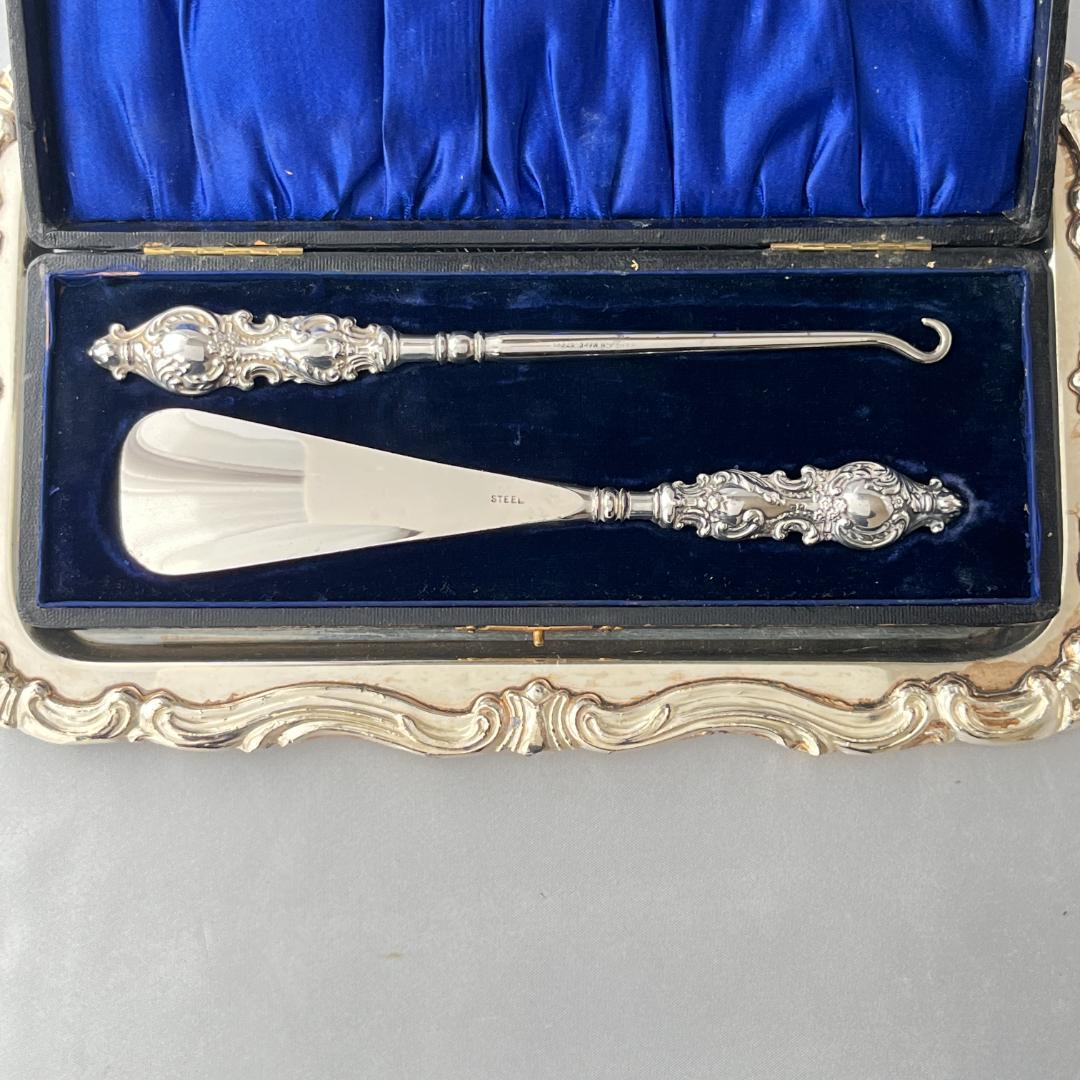 【Adie & Lovekin】【純銀ハンドル】 靴べら / ボタンフック