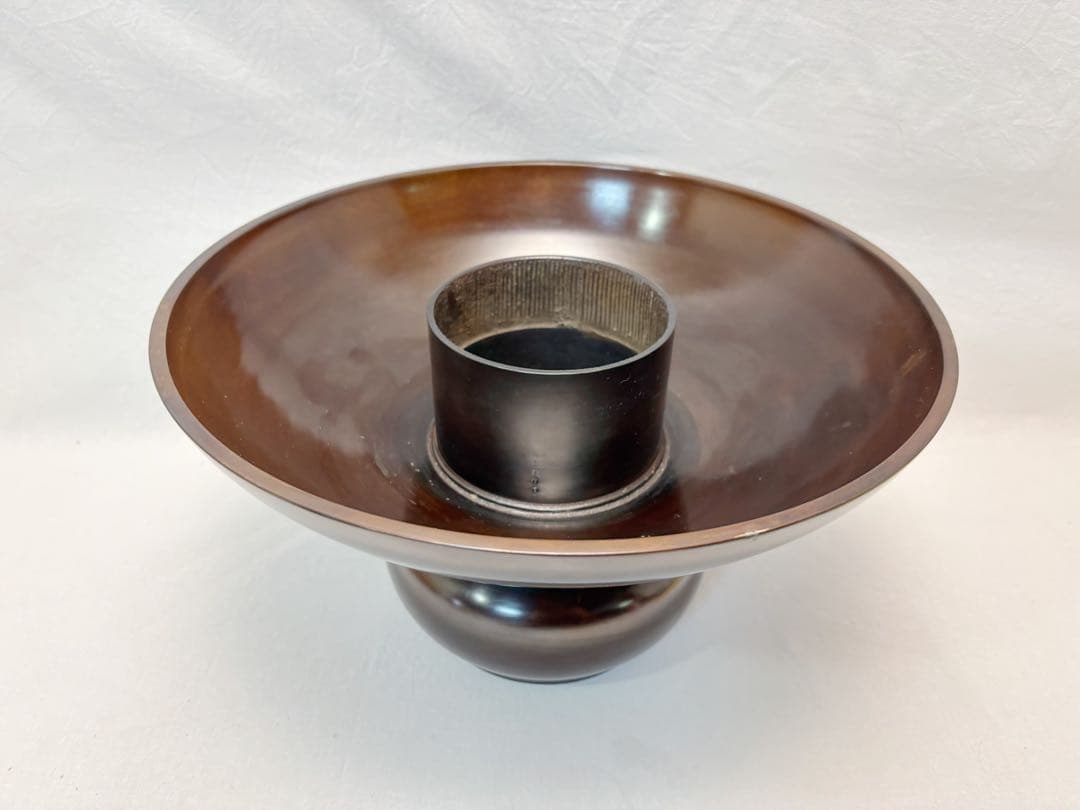 未使用 華道具 宗？造 唐銅製 紫朱銅 蕪花器 重さ約5.6kg 花瓶花器 共箱