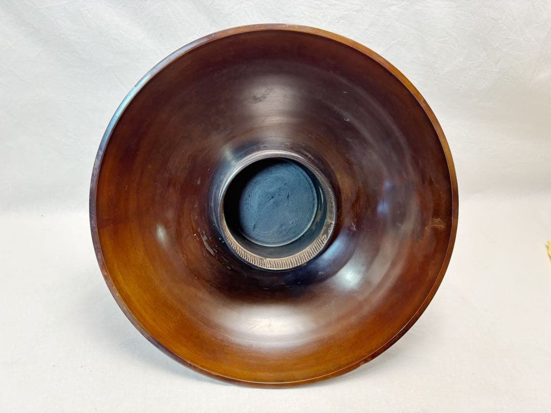 未使用 華道具 宗？造 唐銅製 紫朱銅 蕪花器 重さ約5.6kg 花瓶花器 共箱