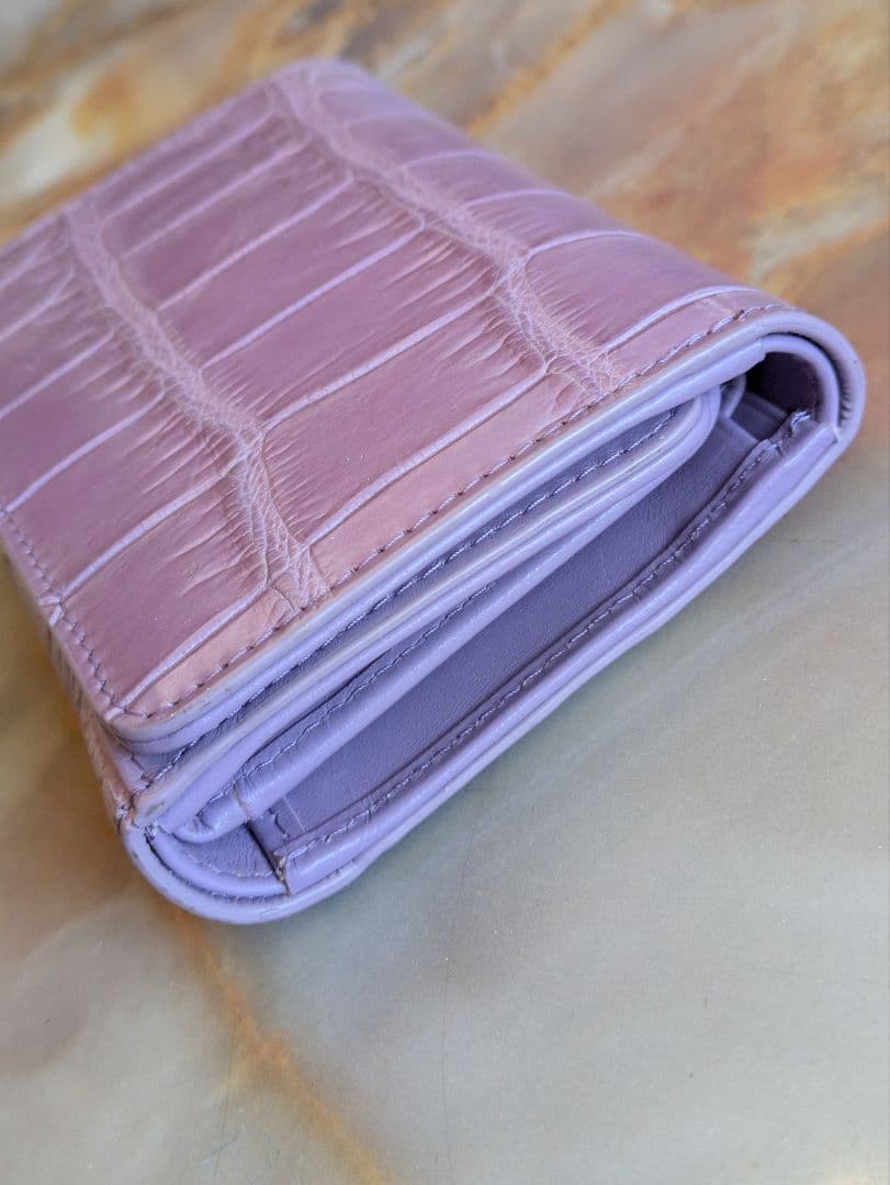 淡紫の園　最高級マットクロコダイルミドルウォレット　希少ラベンダー　未使用品
