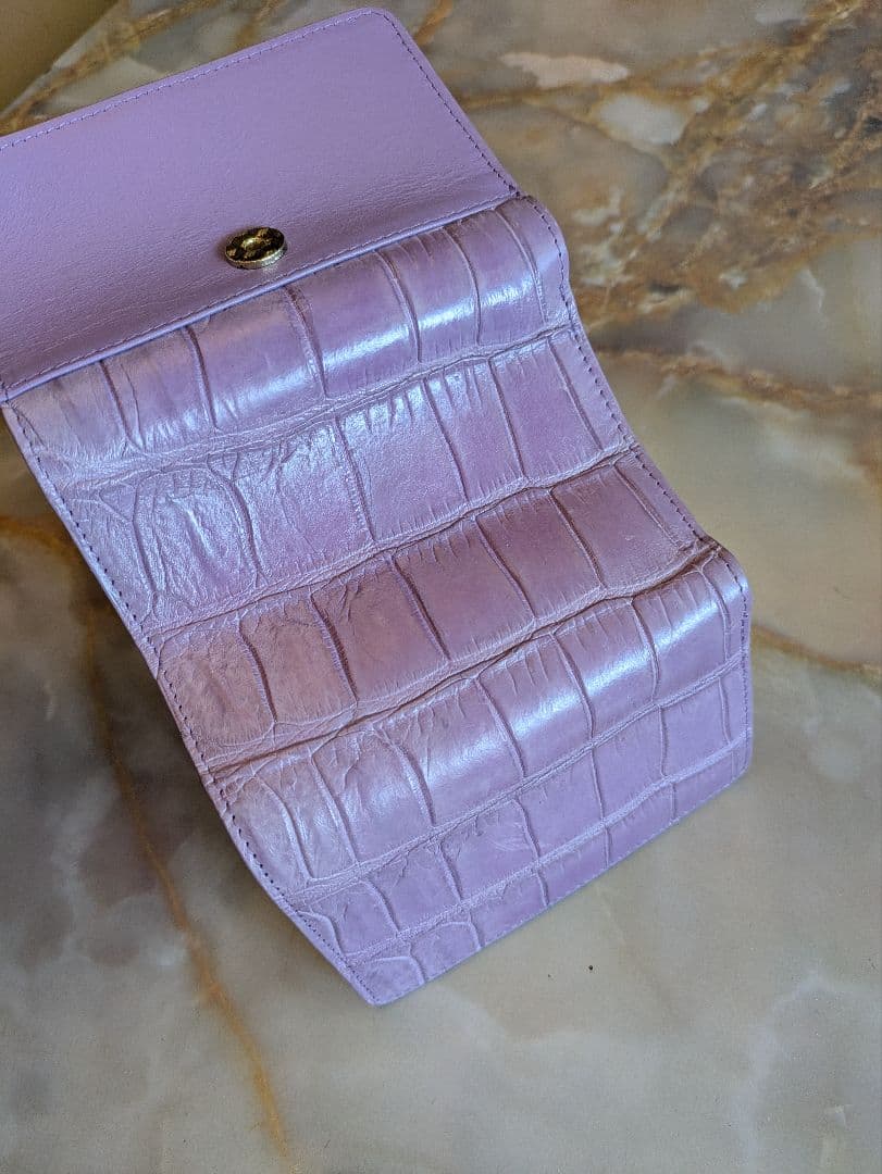 淡紫の園　最高級マットクロコダイルミドルウォレット　希少ラベンダー　未使用品