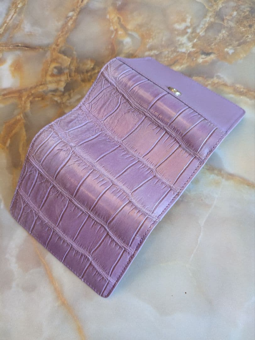 淡紫の園　最高級マットクロコダイルミドルウォレット　希少ラベンダー　未使用品