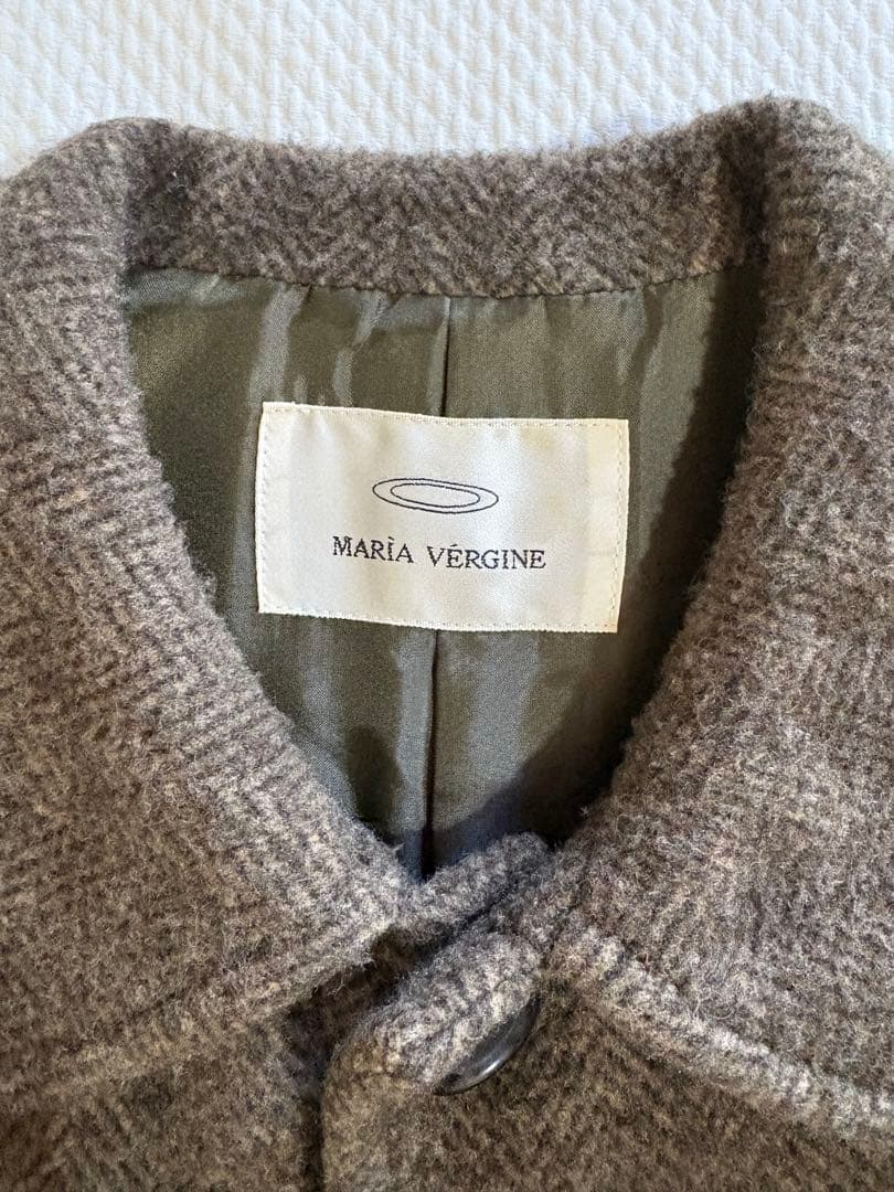 【美品】MARIA VERGINEステンカラーコート★ネップ入りヘリンボーン