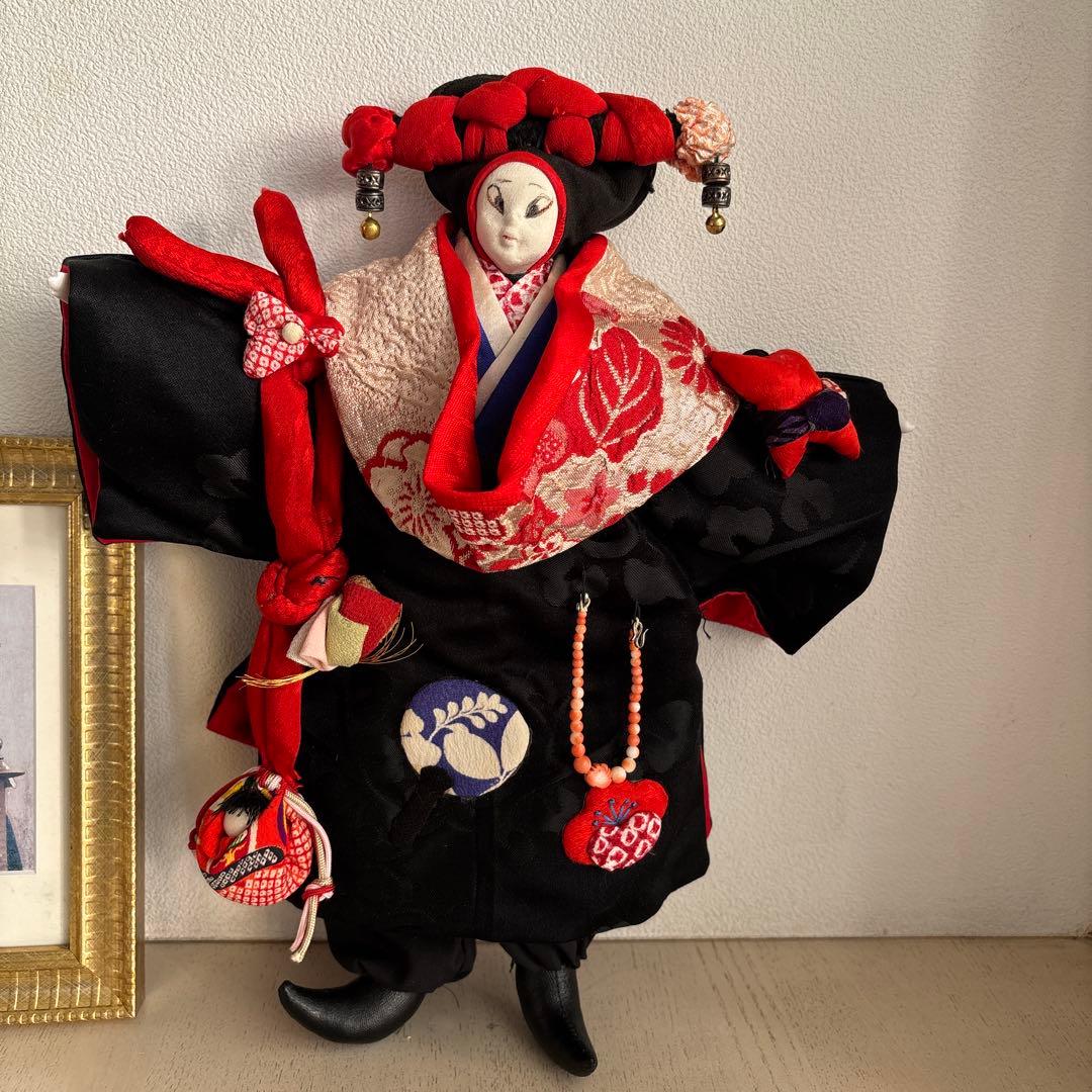 豊田信也　古布創作人形　スタンド付き