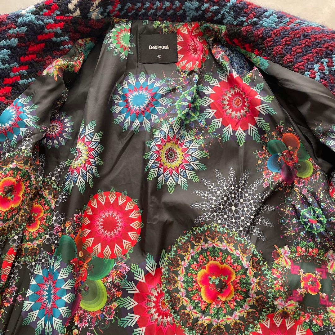 Desigual デシグアル　チェック　コート　チェスターコート　マルチカラー